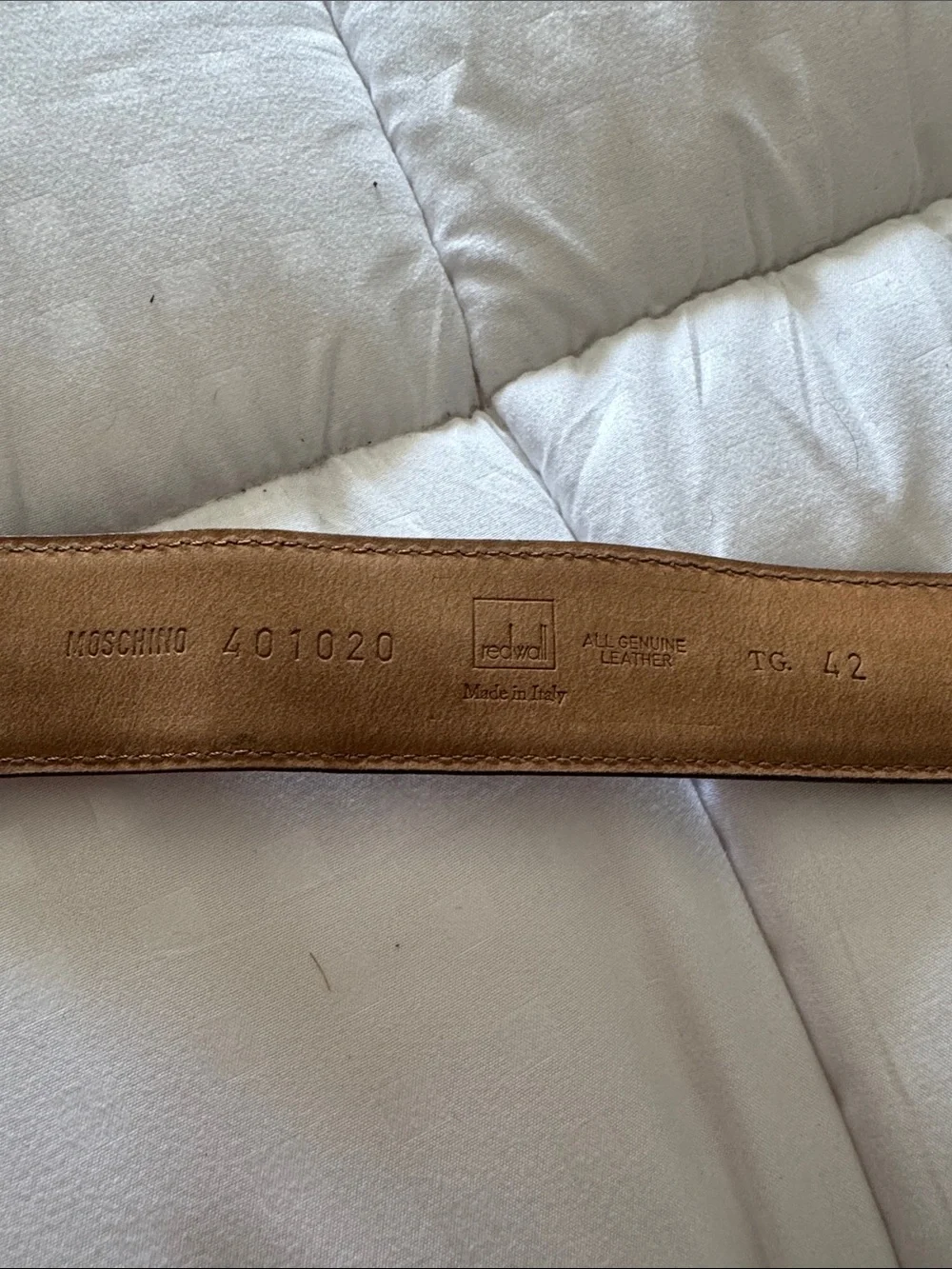 Moschino Brown Leather Logo Belt with Gold Tone Letters